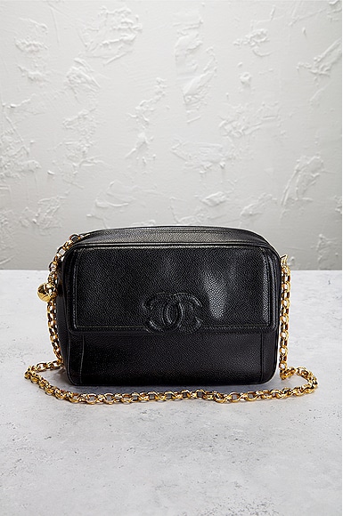 Pre-owned Chanel Caviar Chain Shoulder Bag In Black