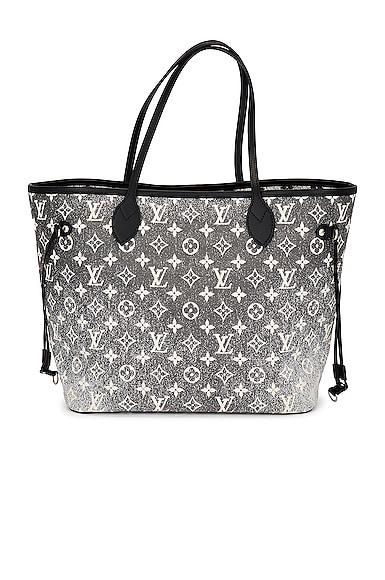 FWRD Renew Louis Vuitton Monogram Jacquard Denim Neverfull MM Tote Bag in  Grey