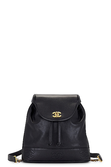 Pre-owned Chanel Caviar Triple Coco Backpack In Black