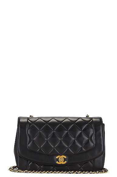 FWRD Renew Chanel Medium Quilted Diana Flap Bag in Black