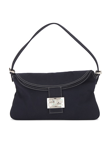 FWRD Renew Fendi Mama Baguette Shoulder Bag in Navy