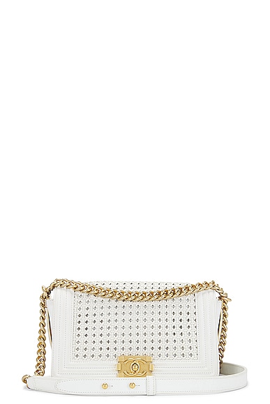 FWRD Renew Chanel 2014 Medium Braided Boy Bag in White