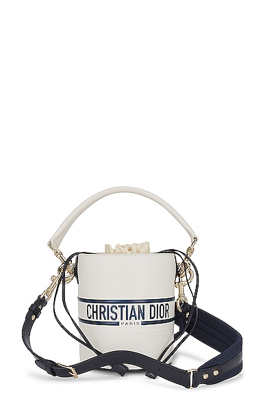 FWRD Renew Dior Calfskin 2 Way Bucket Bag in White