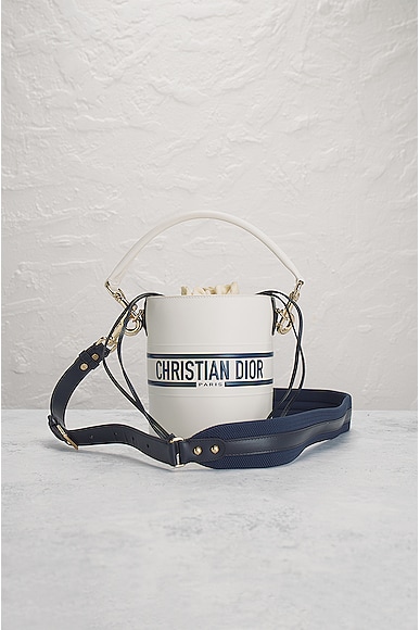 Shop Dior Calfskin 2 Way Bucket Bag In White