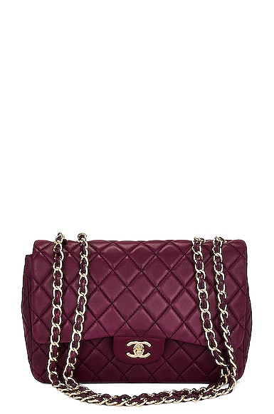 FWRD Renew Chanel Lambskin Jumbo Classic Flap Bag in Purple