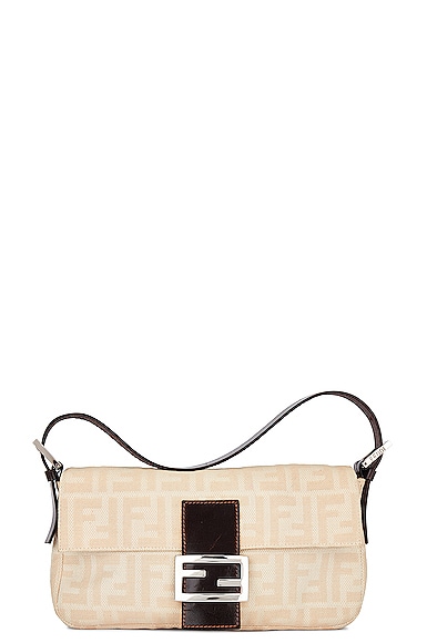 FWRD Renew Fendi Zucca Baguette Shoulder Bag in Brown