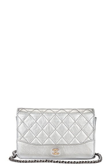 Chanel Silver Quilted Lambskin Wallet On Chain (WOC)