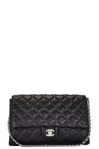 FWRD Renew Chanel Lambskin Quilted Flap Chain Shoulder Bag in Gray