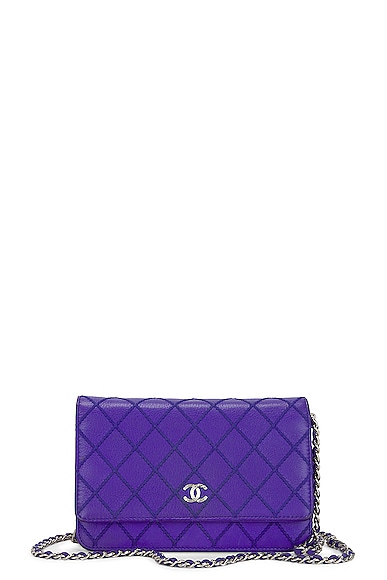 FWRD Renew Chanel Quilted Coco Mark Chain Shoulder Bag in Purple