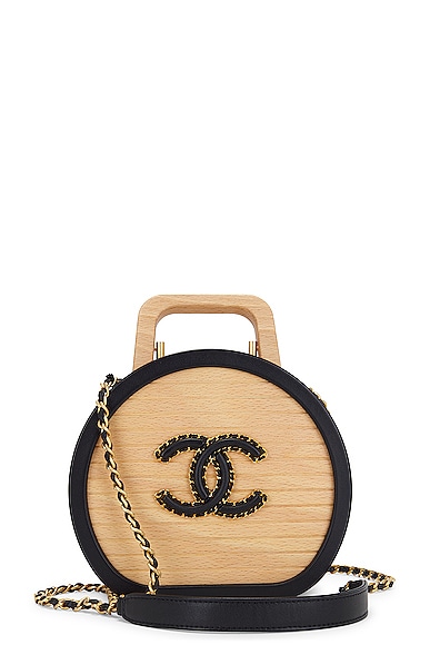 FWRD Renew Chanel Wood Vanity Bag in Brown