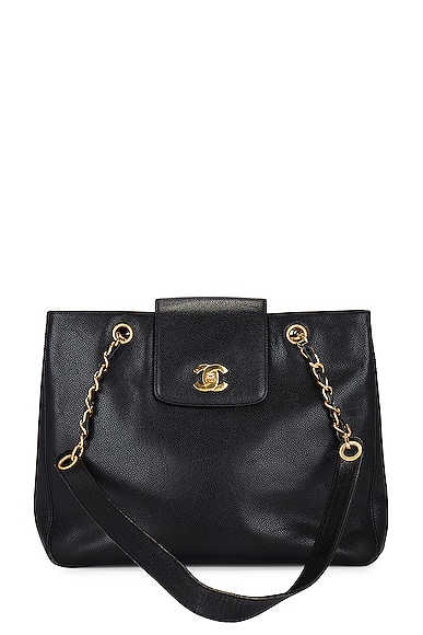 FWRD Renew Chanel Turnlock Flap Tote Bag in Black