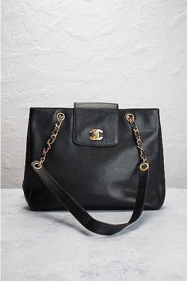 Pre-owned Chanel Turnlock Flap Tote Bag In Black