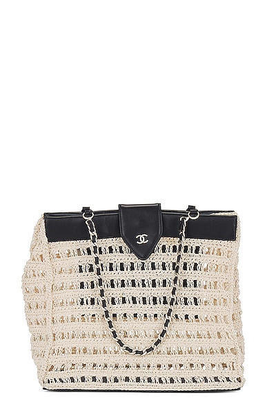 FWRD Renew Chanel Crochet Shoulder Bag in White