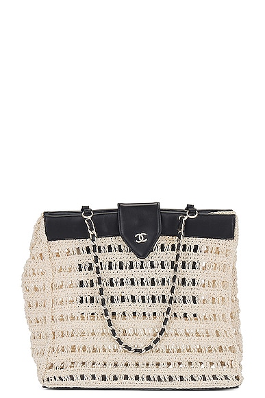 FWRD Renew Chanel Crochet Shoulder Bag in White | FWRD