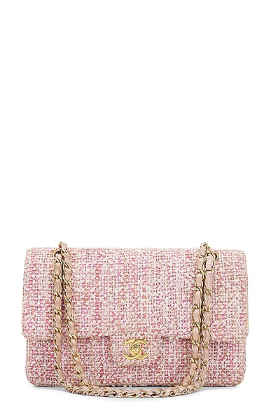 FWRD Renew Chanel Quilted Double Flap Chain Shoulder Bag in Pink