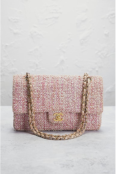 Pre-owned Chanel Quilted Double Flap Chain Shoulder Bag In Pink