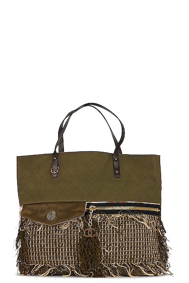 FWRD Renew Chanel Fringe Tote Bag in Green
