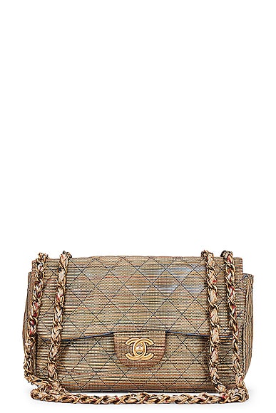 Pre-owned Chanel Small Jute Vibrato Rainbow Coated Canvas Quilted Flap Bag Ghw In Multi