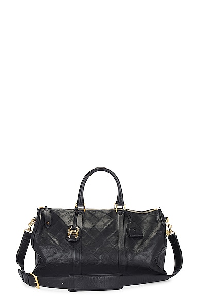 Pre-owned Chanel Lambskin 2 Way Boston Bag In Black