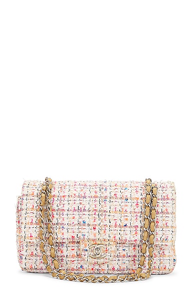FWRD Renew Chanel Medium Quilted Tweed Double Flap Chain Shoulder Bag in Multi