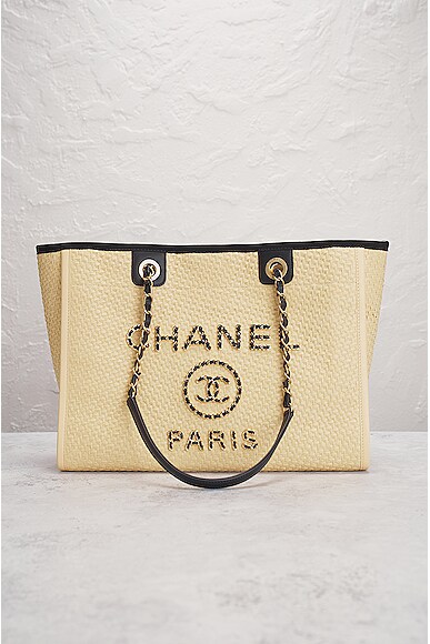 Chanel Raffia Deauville With Gold Chain Logo 30cm 2020