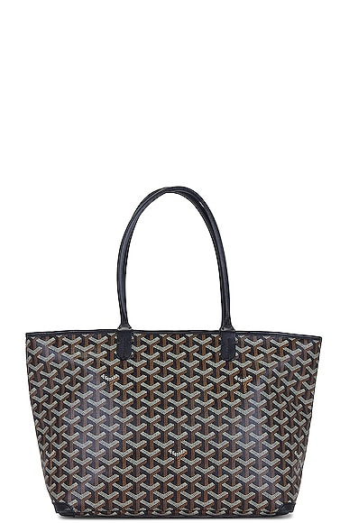 GOYARD PVC Coated Canvas Black Ange GM Tote Bag with Pouch Large