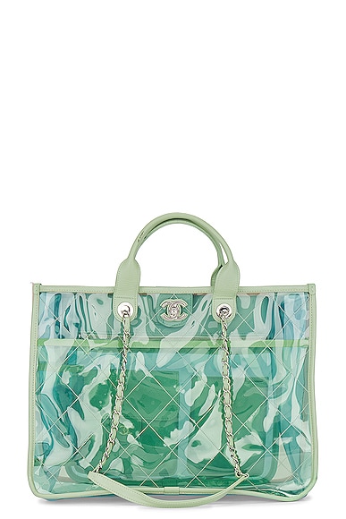 FWRD Renew Chanel Clear Chain Tote Bag in Green