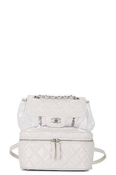 Chanel Quilted Chain Backpack in White