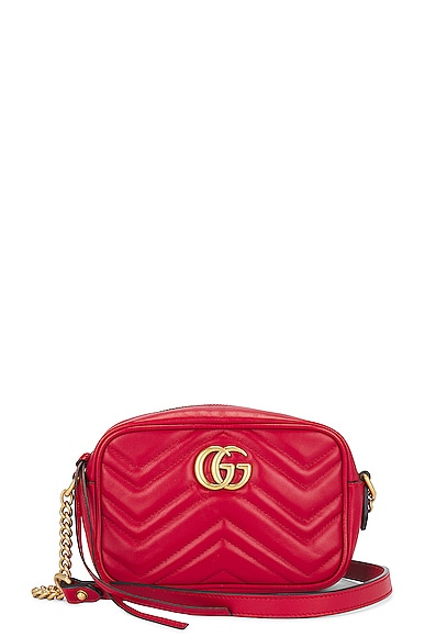 Gucci Small GG Marmont Shoulder Bag Matelassé Leather Poppy Bright Red, Crossbody Bag