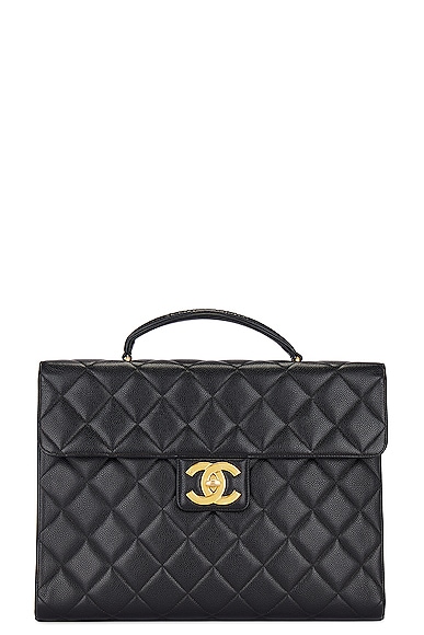 FWRD Renew Chanel Caviar Briefcase in Black