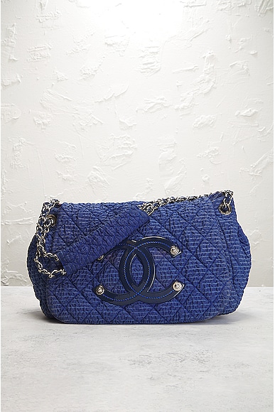 Pre-owned Chanel Quilted Nylon Flap Shoulder Bag In Blue