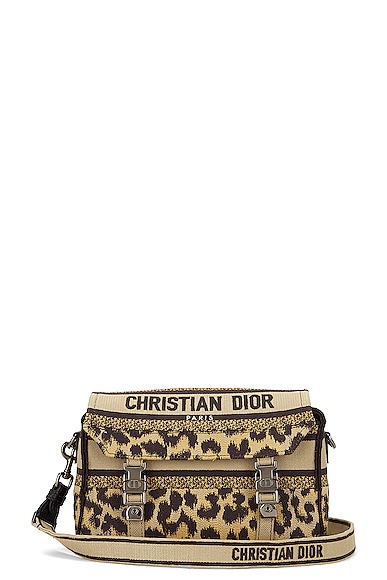 FWRD Renew Dior Camp Messenger Shoulder Bag in Leopard