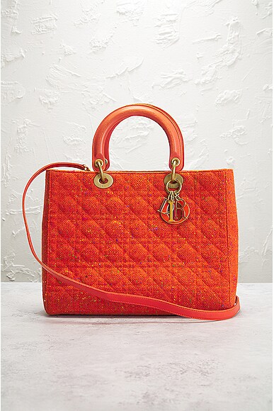 Shop Dior Wool Cannage Lady Handbag In Orange