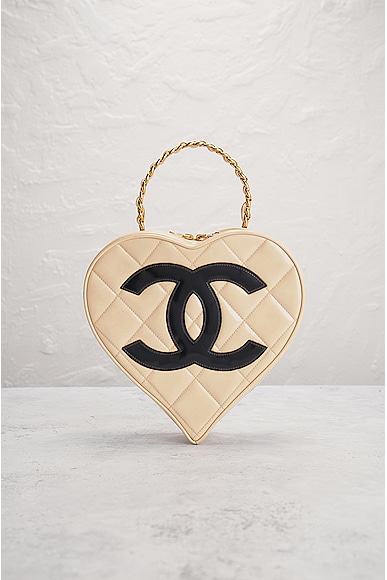 Pre-owned Chanel Patent Leather Heart Bag In Beige