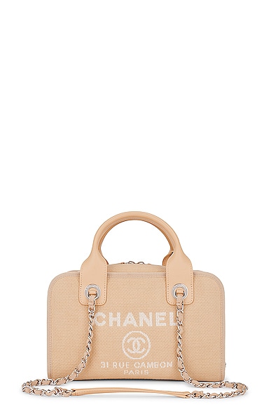 FWRD Renew Chanel Deauville 2 Way Handbag in Beige