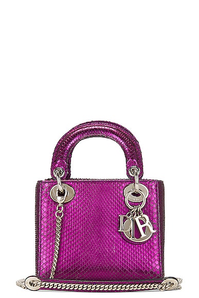 FWRD Renew Dior Python Mini Lady Handbag in Metallic Purple