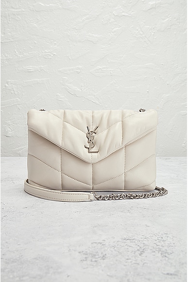 Shop Saint Laurent Toy Puffer Loulou Bag In Crema Soft