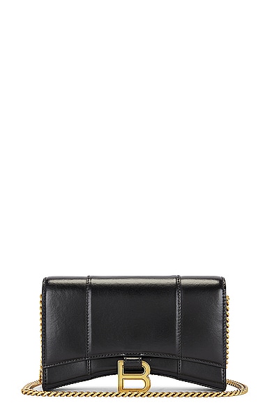 Shop Balenciaga Hourglass Wallet On Chain Bag In Black