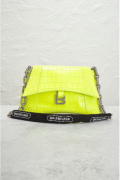Pre-owned Balenciaga Small Downtown Shoulder Bag In Fluo Yellow