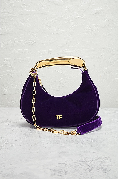 Shop Tom Ford Bianca Velvet Mini Hobo Bag In Violet