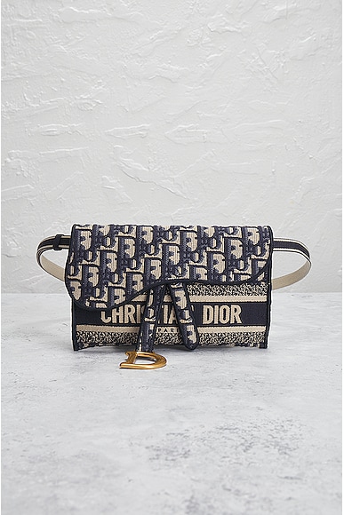 Shop Dior Trotter Saddle Waist Bag In Navy