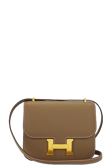 FWRD Renew Hermes Mini Constance Epsom Shoulder Bag in Etoupe