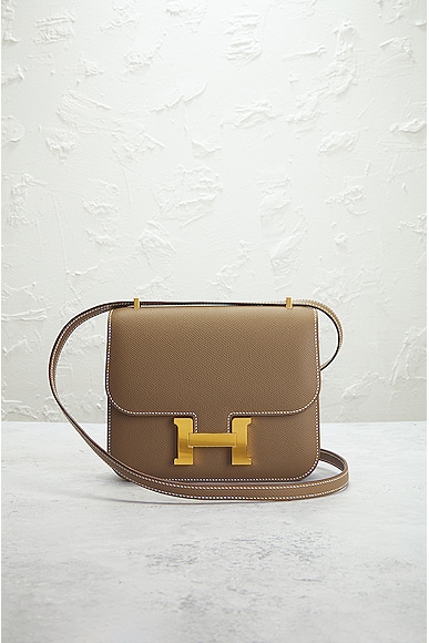 HERMES Pre-owned Mini Constance Epsom Shoulder Bag In Etoupe