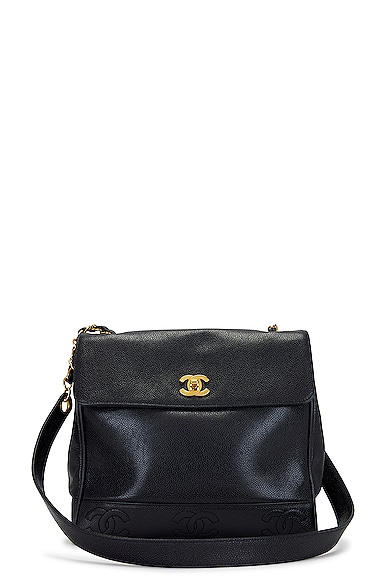 Pre-owned Chanel Triple Coco Caviar Backpack In Black