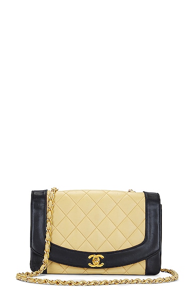 FWRD Renew Chanel Diana Bicolor Lambskin Quilted Shoulder Bag in Beige