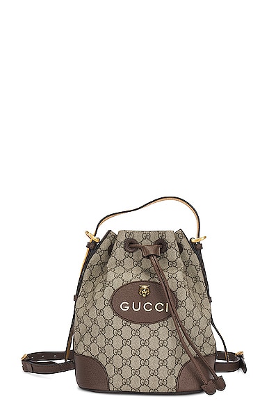 FWRD Renew Gucci GG Supreme Bucket Bag in Taupe