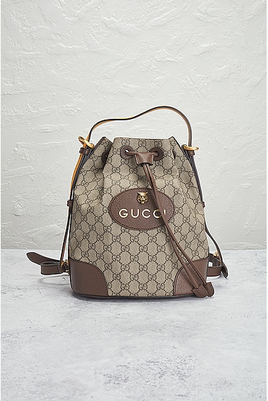 Shop Gucci Gg Supreme Bucket Bag In Taupe