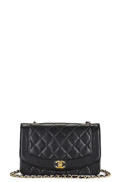 FWRD Renew Chanel Matelasse Quilted Turnlock Chain Flap Shoulder Bag in Black