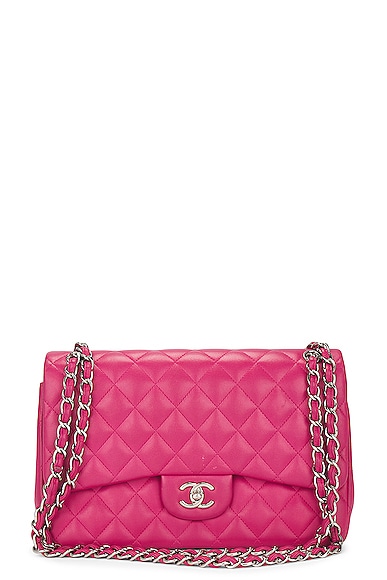 Pre-owned Chanel Deca Quilted 30 Lambskin Flap Chain Shoulder Bag In Pink