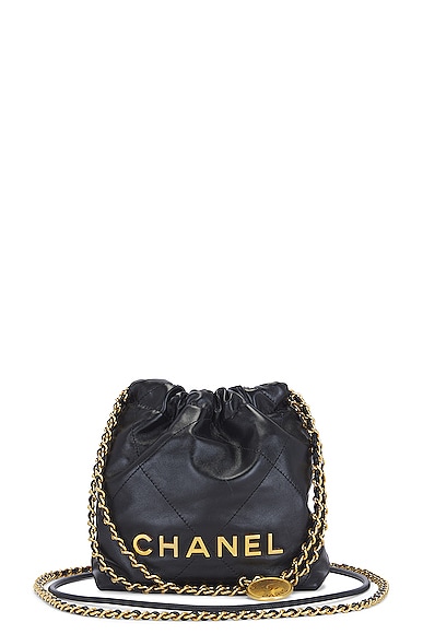 Pre-owned Chanel Quilted Chain Bucket Bag In Black